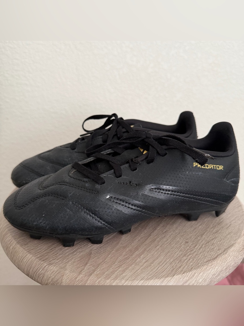 adidas kids predator Black Soccer cleats with Gold Detail
